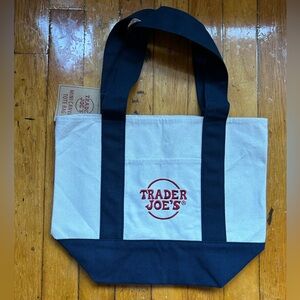 Trader Joes Mini Canvas Tote Bag - Navy Blue